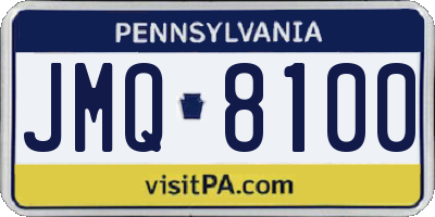 PA license plate JMQ8100