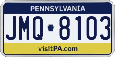 PA license plate JMQ8103