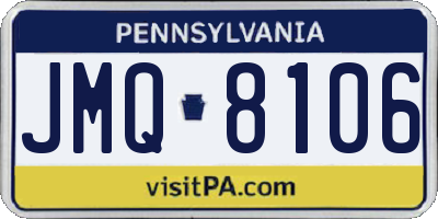 PA license plate JMQ8106