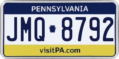 PA license plate JMQ8792