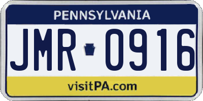 PA license plate JMR0916