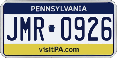 PA license plate JMR0926
