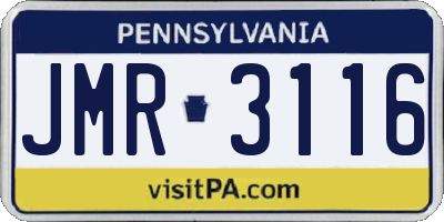 PA license plate JMR3116