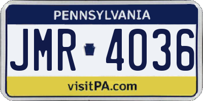 PA license plate JMR4036