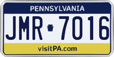 PA license plate JMR7016