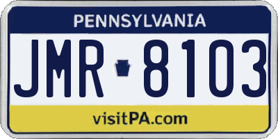 PA license plate JMR8103