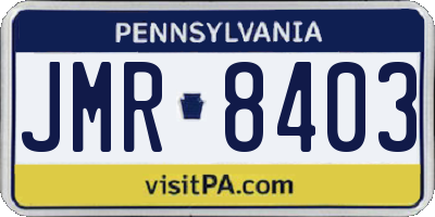 PA license plate JMR8403