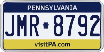 PA license plate JMR8792