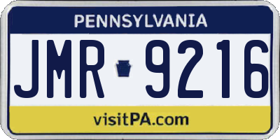 PA license plate JMR9216