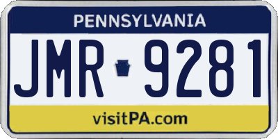 PA license plate JMR9281
