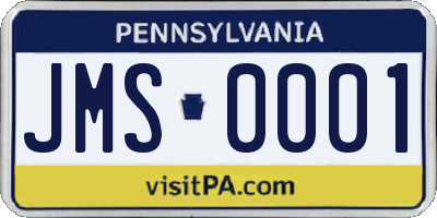 PA license plate JMS0001
