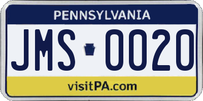 PA license plate JMS0020