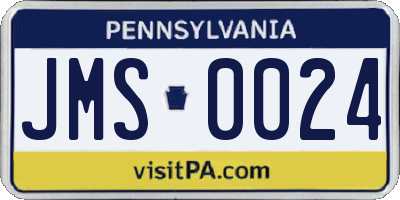 PA license plate JMS0024