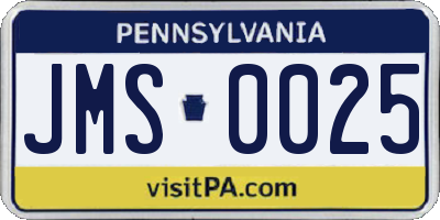 PA license plate JMS0025