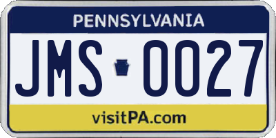 PA license plate JMS0027