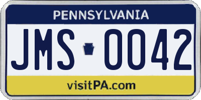 PA license plate JMS0042
