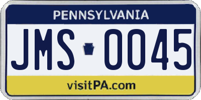 PA license plate JMS0045