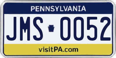 PA license plate JMS0052