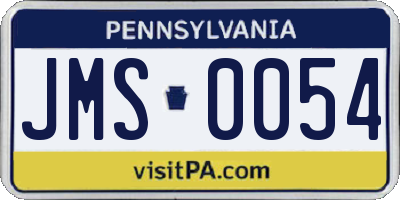 PA license plate JMS0054