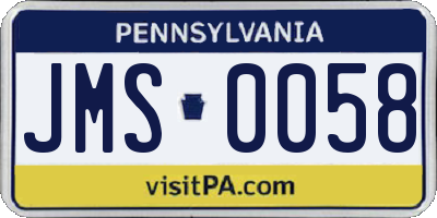 PA license plate JMS0058