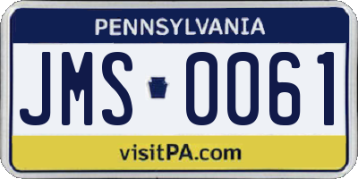 PA license plate JMS0061