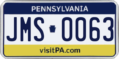 PA license plate JMS0063