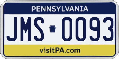 PA license plate JMS0093