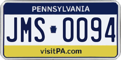 PA license plate JMS0094