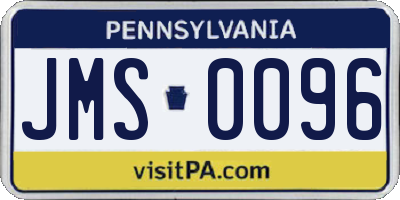 PA license plate JMS0096
