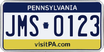 PA license plate JMS0123