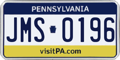 PA license plate JMS0196