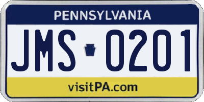 PA license plate JMS0201