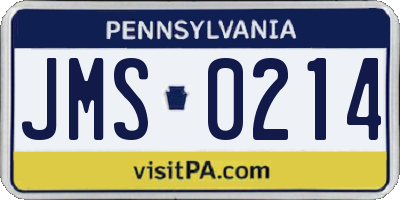PA license plate JMS0214