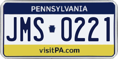 PA license plate JMS0221