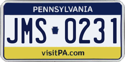 PA license plate JMS0231