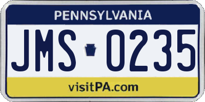 PA license plate JMS0235