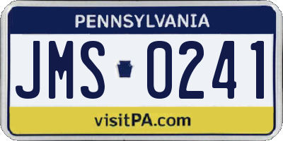 PA license plate JMS0241