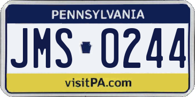 PA license plate JMS0244