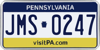 PA license plate JMS0247