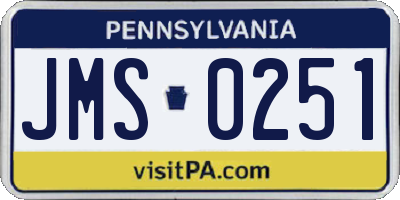 PA license plate JMS0251