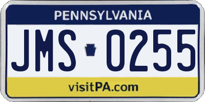 PA license plate JMS0255