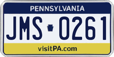 PA license plate JMS0261
