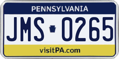 PA license plate JMS0265