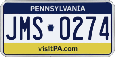 PA license plate JMS0274