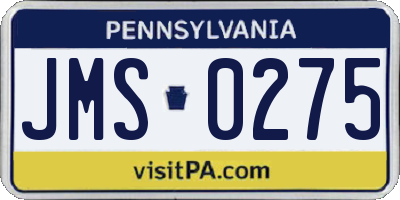 PA license plate JMS0275
