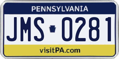 PA license plate JMS0281