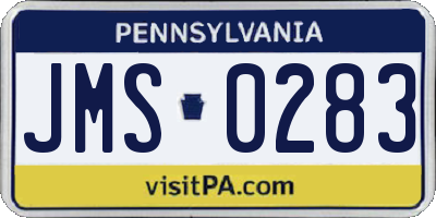 PA license plate JMS0283