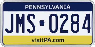 PA license plate JMS0284