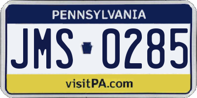 PA license plate JMS0285