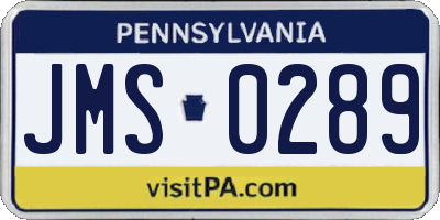 PA license plate JMS0289